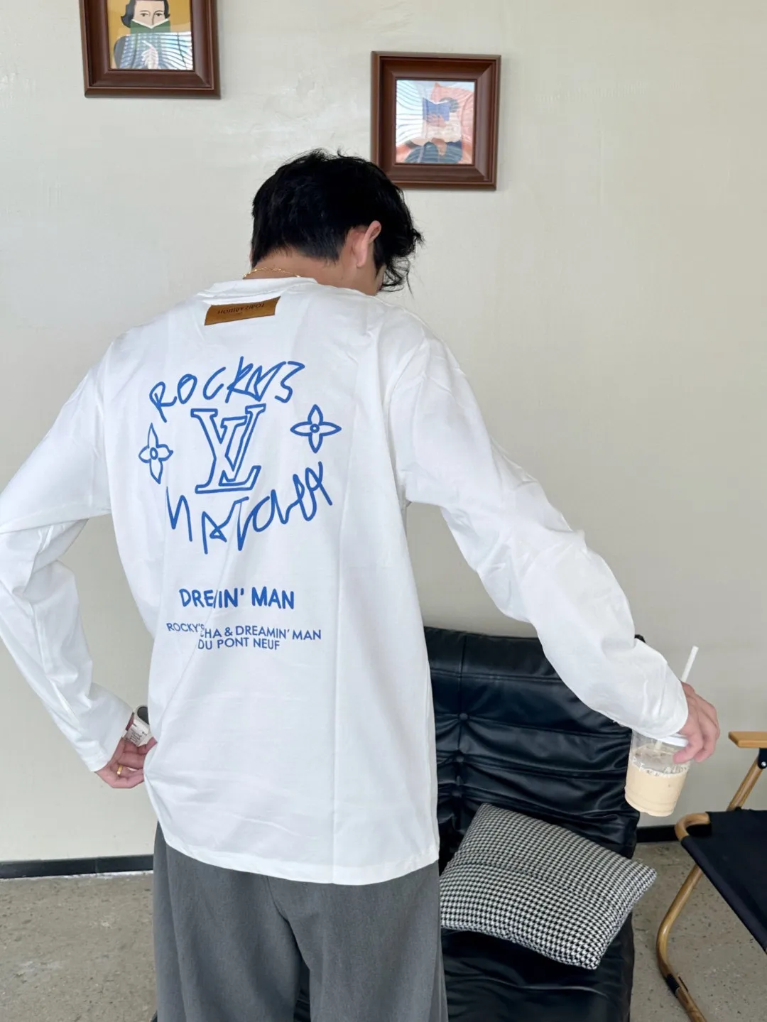 Louis Vuitton/Louis Vuitton 25Fw Dreamer graffiti slogan new flower long-sleeved T-shirt